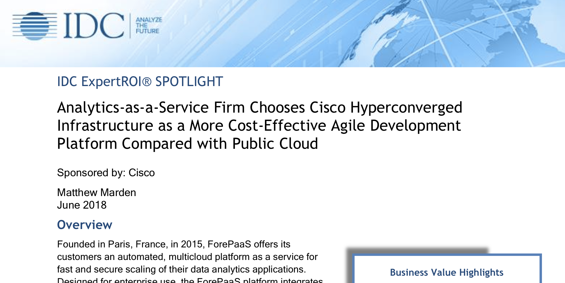 IDC Report:  Business Value of Improved Performance and Agility with Cisco Hyperflex