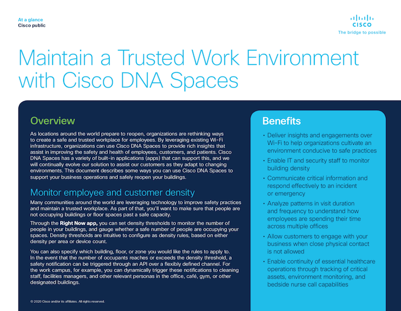 Maintain a Trusted Work Environment with Cisco DNA Spaces