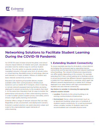 Networking Solutions to Facilitate Student Learning During the COVID-19 Pandemic