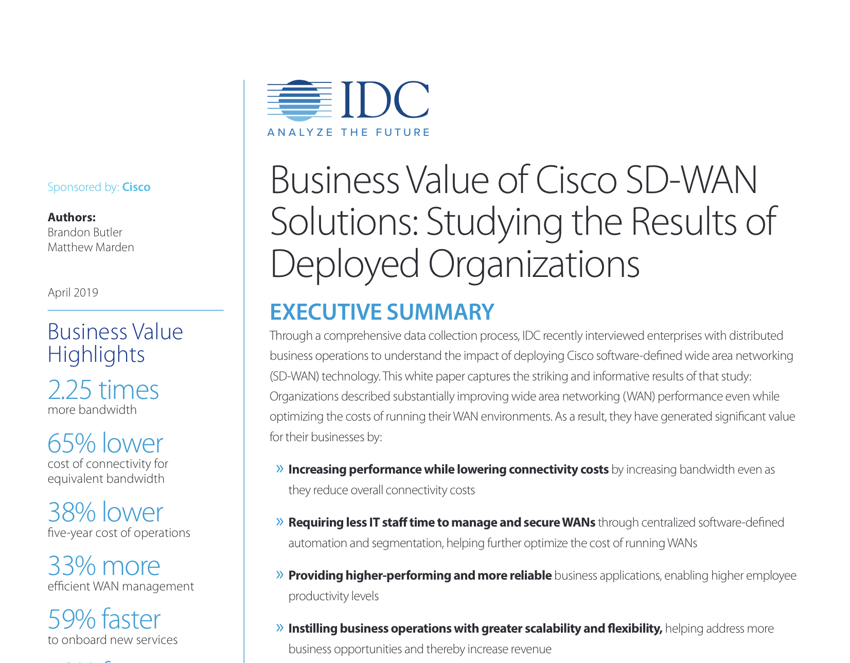 IDC Business Value Report on Cisco SD-WAN