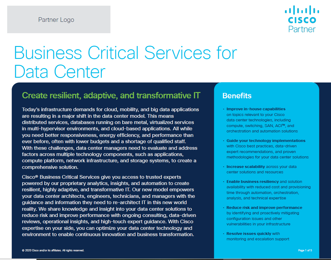 Cisco Business Critical Services Data Center